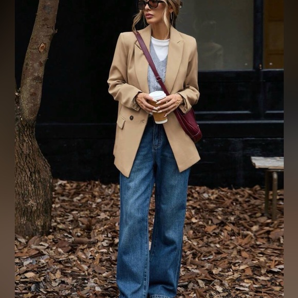 Jackets & Blazers - Modichic Beige Double Breasted Blazer Oversized Chic Fall Coat